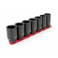 Tekton 1/2 Inch Drive Deep 6-Point Axle Nut Impact Socket Set with Rail, 7-Piece (29-38 mm) SID92101